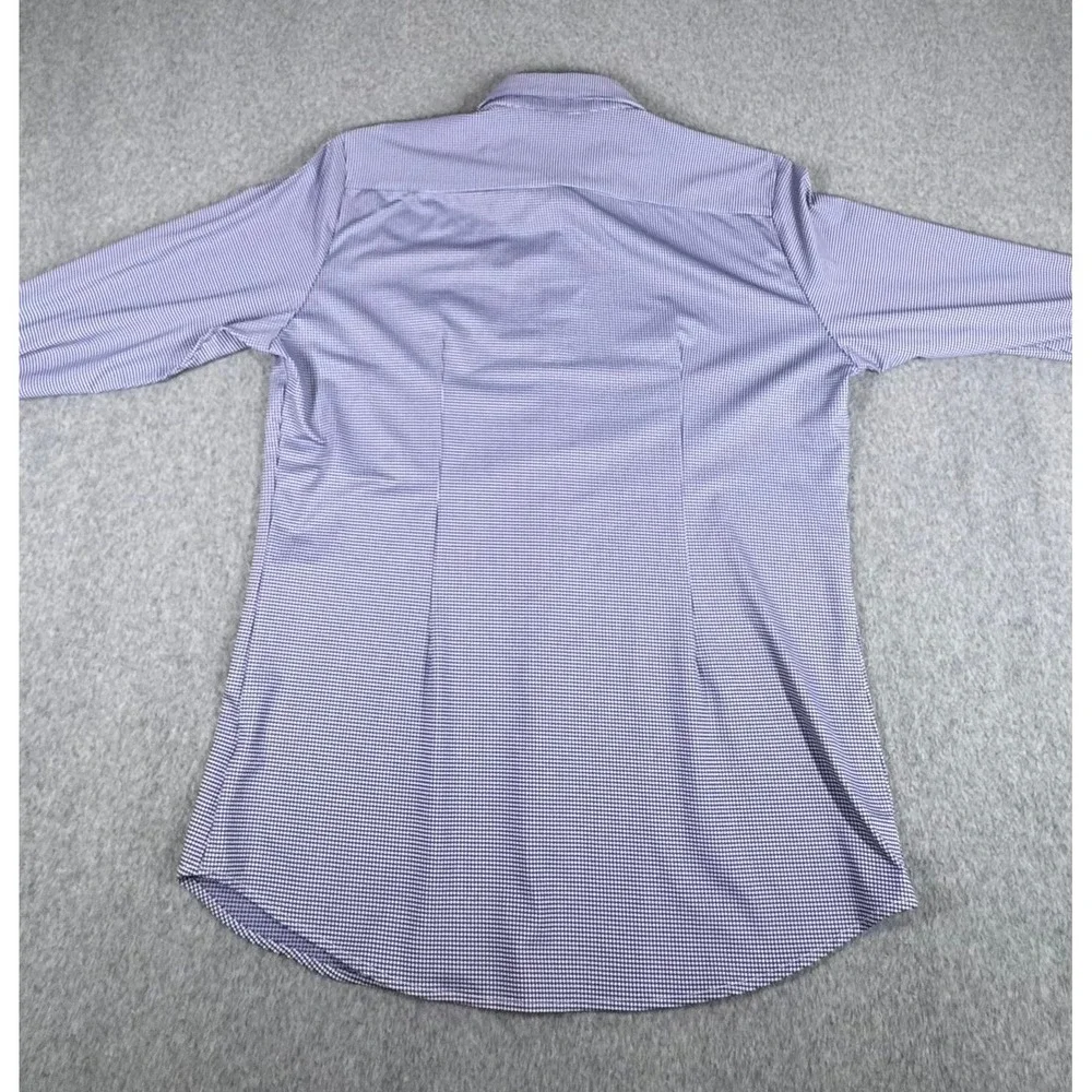 Mizzen Main Shirt Mens Large‎ Trim Fit Blue Gingham Check Performance